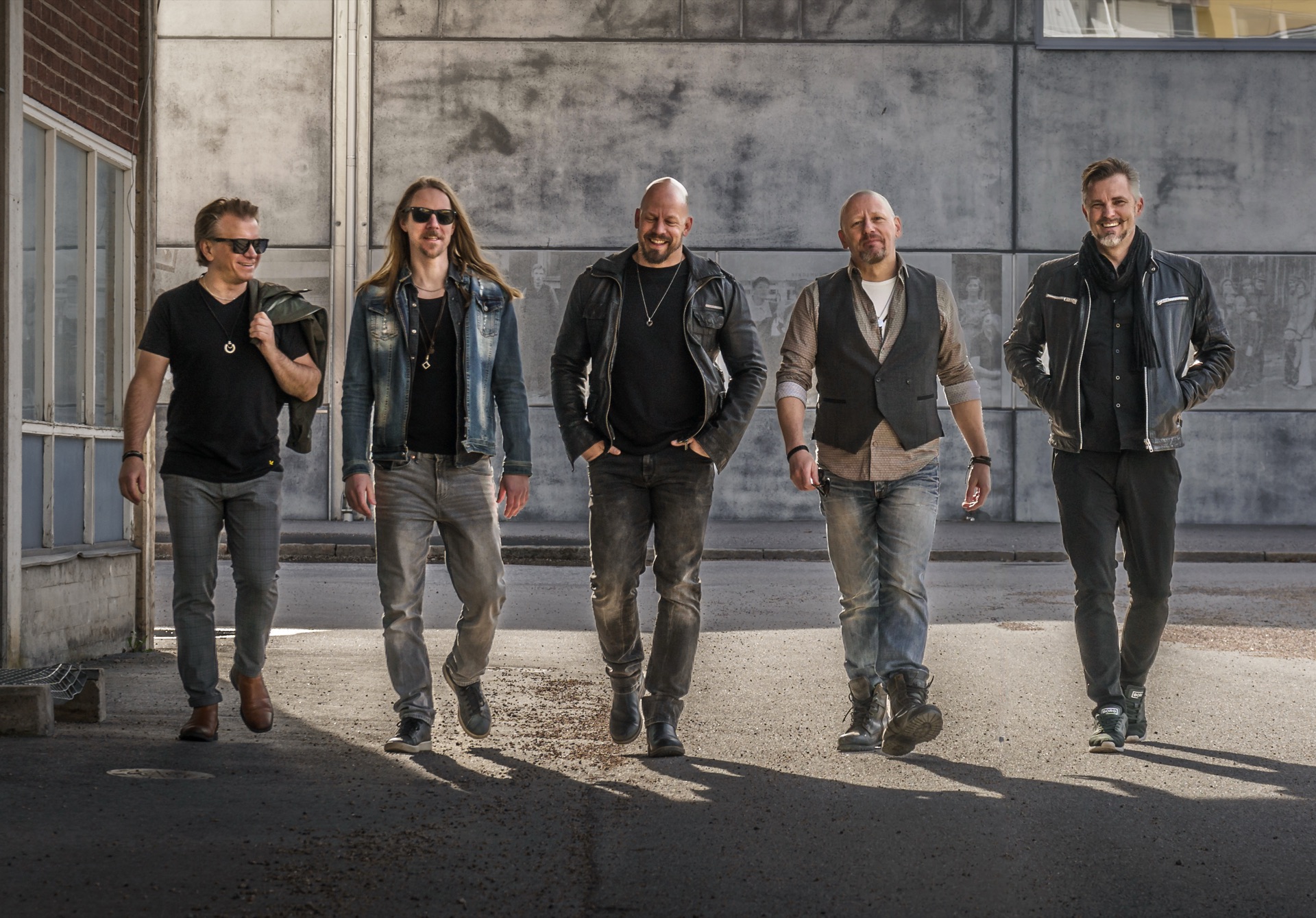 Arctic Rain – the five members walking towards the camera
